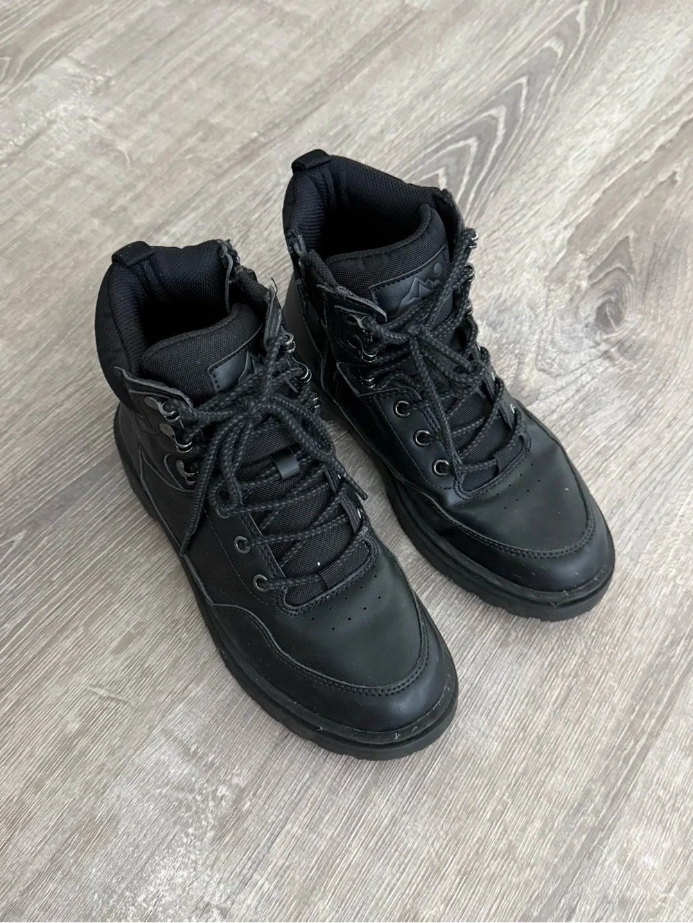 Boys Black Lace-Up High-Top Shoes